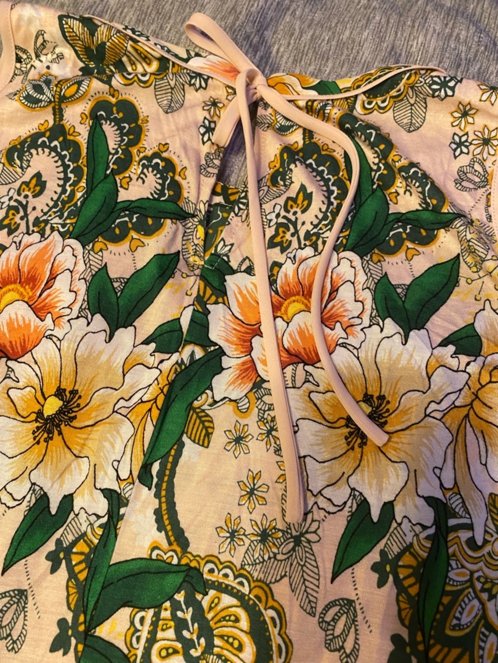 NWT Loft Floral Sleeveless Blouse Womens Petite Large Pull Over w/ Tie Back - Picture 9 of 11